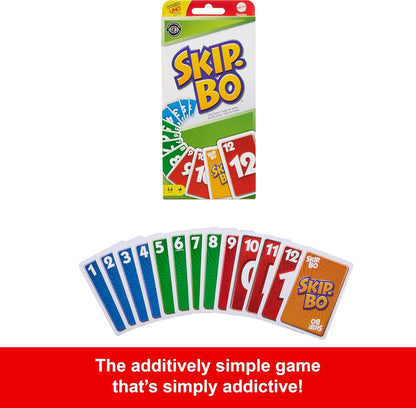 Mattel Games Skip-Bo Card Game for Kid, Adult & Family Nights, Color Blind Accessible Deck for 2 to 6 Players Ages 7+