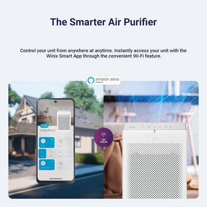 WINIX 5530 Air Purifier (New Generation of 5500-2 with App Control) for Home Large Room Up to 1882 Ft² in 1 Hr, True HEPA, High Deodorization Carbon Filter and Auto Mode, Captures Pet Allergies, Smoke