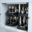 Sevenblue Under Sink Organizer 3 Pack, Bathroom Organizers, 2 Tier Multi-Use kitchen Organizers and Storage with Sliding Drawer, Hang Hooks and Cups, (Black)