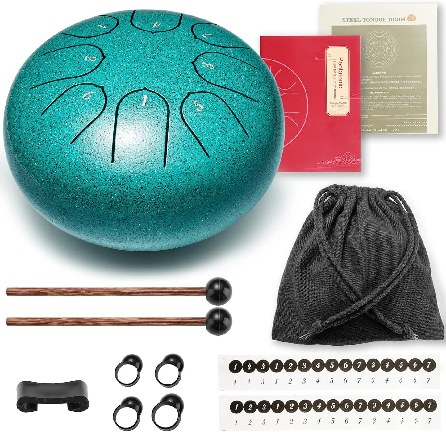 Lronbird Steel Tongue Drum Percussion, 6 Inch 8 Notes Musical Instruments, Music Gifts for Family Friends (Malachite)