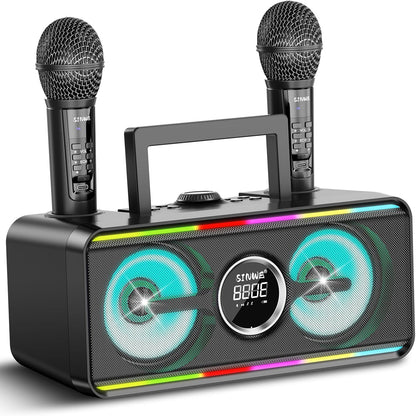 Karaoke Machine for Adults Kids with 2 UHF Wireless Microphones,Portable Bluetooth Singing PA Speaker System with LED Lights for Home Party,Outdoor/Indoor/Wedding,Church,Picnic,Birthday Gifts (SK1)