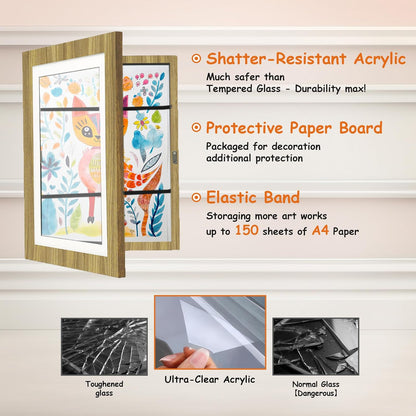 [2-Pack] Kids Artwork Frames Changeable, 8.5 x 11-IN Frames for Kids Artwork, Front Opening Picture Frames, Home Decor, Up to 150 Pcs of Child Art Frame, Craft Storage, Hanging Wall Décor
