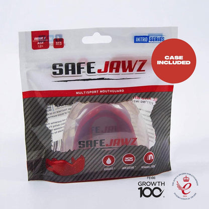 SAFEJAWZ Mouthguard Strapless Slim Fit, Adults and Junior with Case for Boxing, Basketball, Football, MMA, Martial Arts, Hockey and All Contact Sports (Adults (12+ Years), Black)