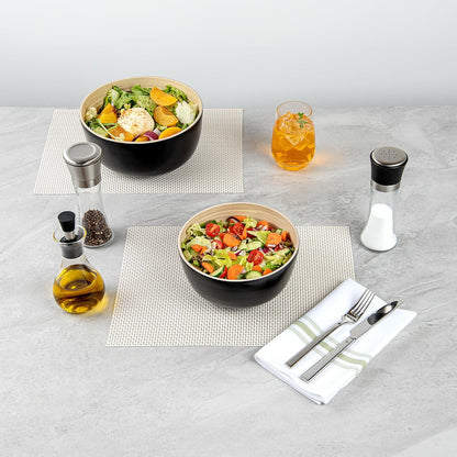 Restaurantware-Bambuddha 15 Ounce Small Salad Bowl, 1 Heavy-Duty Round Salad Bowl - Sustainable, Reusable, Black Bamboo Serving Dish, for Serving Salads, Fruits, and Appetizers