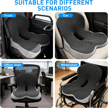 Denchy Car Seat Cushion with Back Support, Memory Foam Truck Driver Cushion