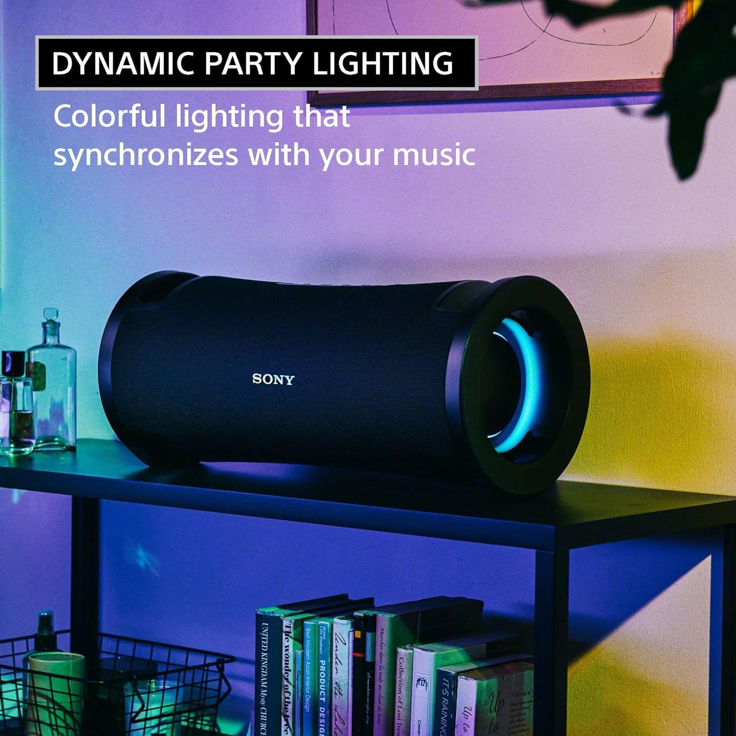 Sony ULT Field 7 Wireless Portable Bluetooth Karaoke Party Speaker IP67 Waterproof with 30 Hour-Battery, Powerful Bass, Comfortable Handle, and Colorful Lights, Black (SRSULT70)