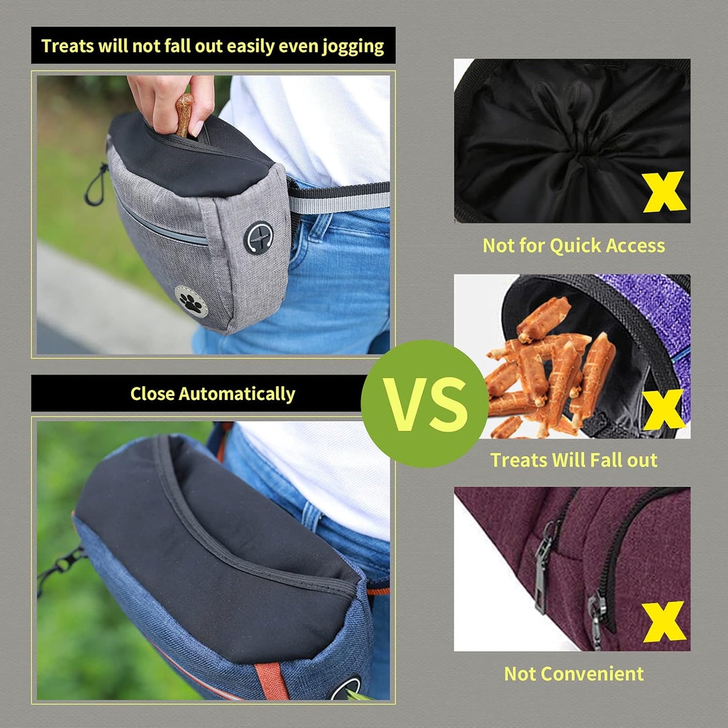 wefenad Large Capacity Dog Snack Bag Dog Treat Pouch Dog Training Pouch Bag with Adjustable Waistband Pet Training Pocket Bag hU