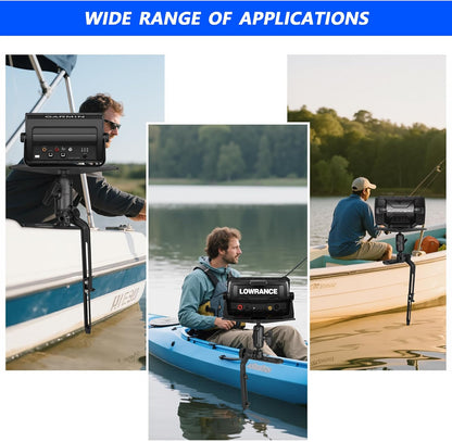 Velpaw 1.5" Ball Kayak Fish Finder Mount with Transducer Mounting Arm, Marine Electronic Mount Plate with Low Profile Track, Compatible with RAM Mounts, Scotty, Lowrance, Garmin
