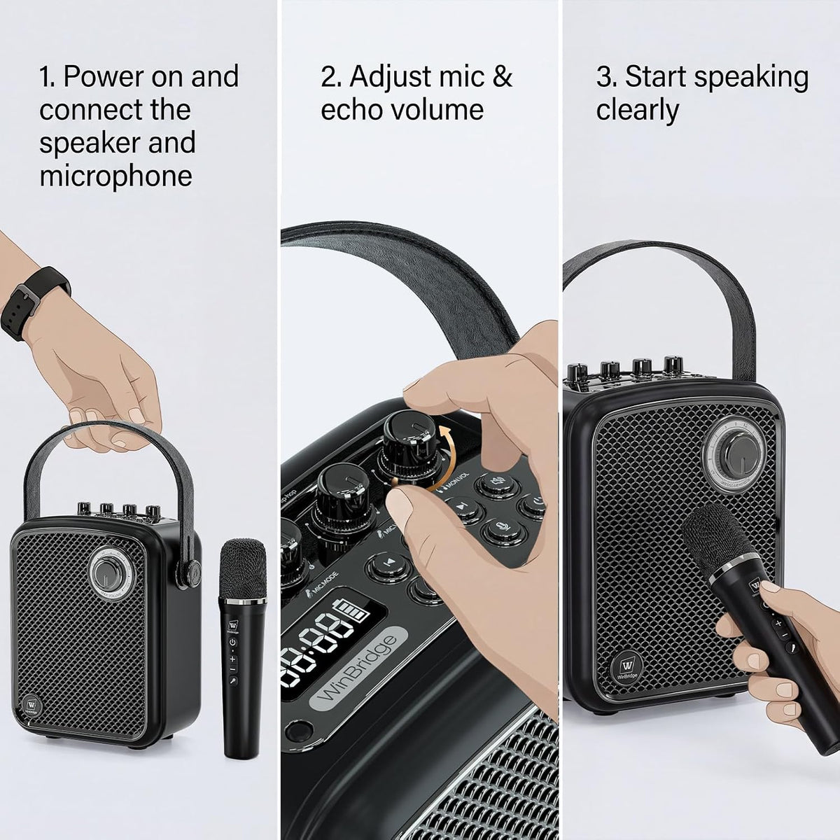 70W Voice Amplifier with UHF Wireless Handheld Microphone & Bluetooth 5.3
