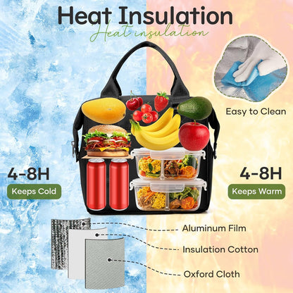 Lunch Bag Insulated Lunch Box Leakproof Lunch Tote Bags for Women Men,Portable Thermal Cooler Bag Lunch Containers with Shoulder Strap for Work, Family, Picnic, School, Outdoor,BBQ C2-Pinkpurple