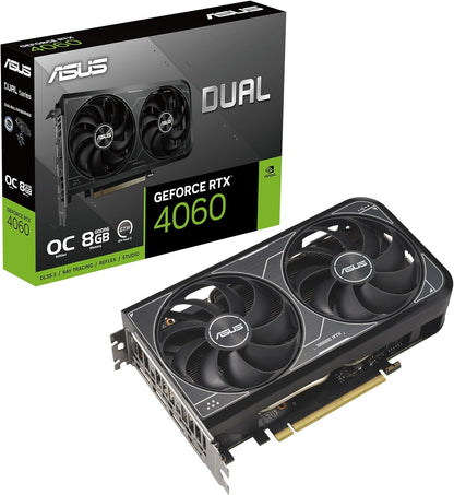 ASUS Dual GeForce RTX 4060 EVO White OC Edition 8GB GDDR6 (PCIe 4.0, 8GB GDDR6, DLSS 3, HDMI 2.1a, DisplayPort 1.4a, Axial-tech Fan Design, 0dB Technology, Dual BIOS, Auto-Extreme Tech)