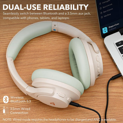 1Mii Y8+ Noise Cancelling Headphones Bluetooth, Wireless LDAC Hi-Res Audio, Custom EQ via App, 75H Playtime, Comfort Fit, Over Ear Headphones Foldable for Airplane Travel Home Office - Black