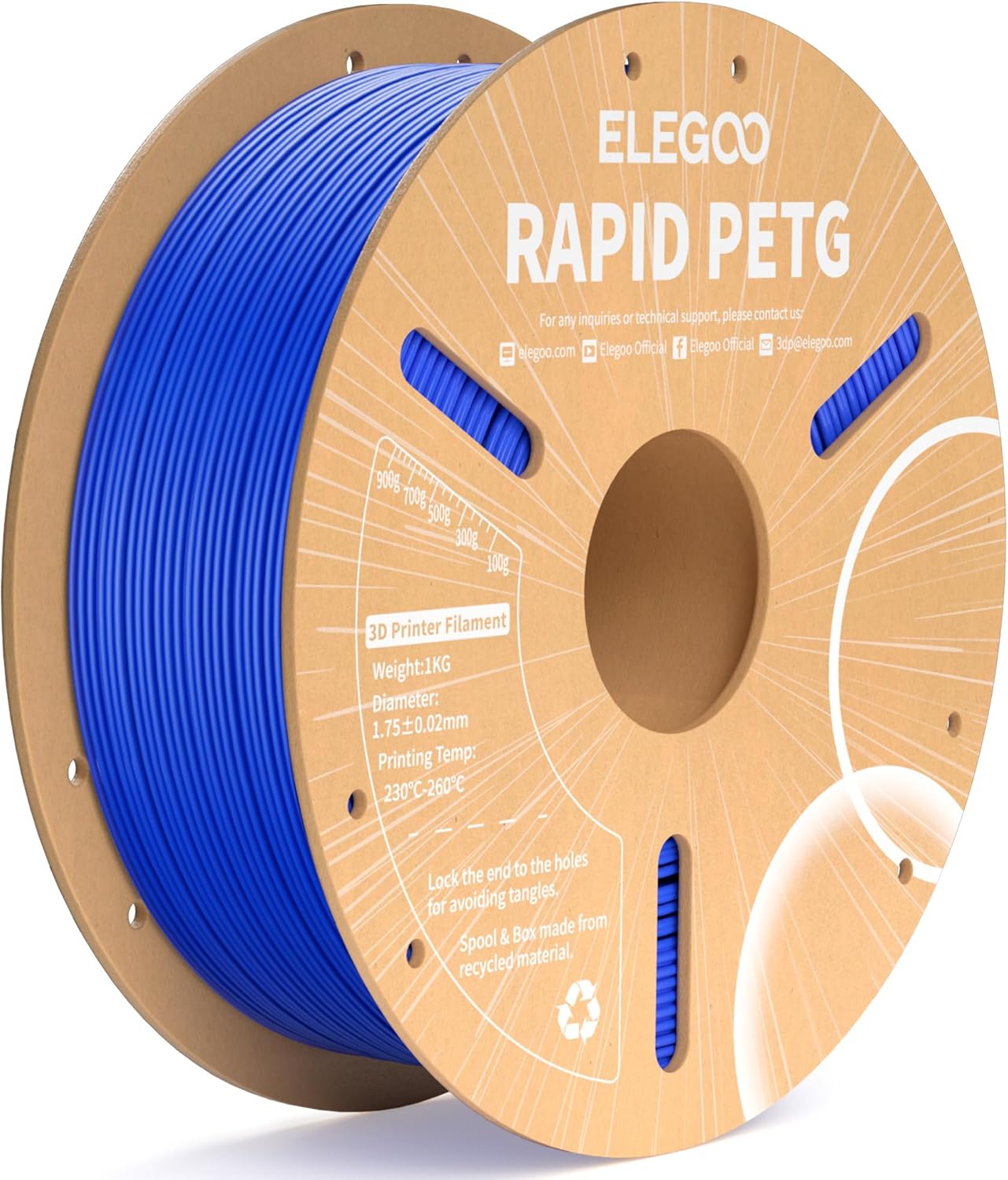 ELEGOO Rapid PETG Filament 1.75mm Black 1KG, 3D Printer Filament Max 600 mm/s High Speed Printing, Dimensional Accuracy +/- 0.02 mm Fit Most FDM Printer 1kg Cardboard Spool