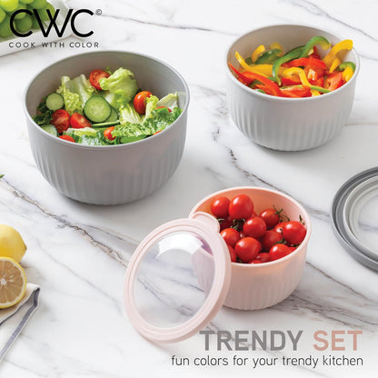 COOK WITH COLOR Prep Bowls with Lids- 8 Piece Nesting Plastic Small Mixing Bowl Set with Lids (Teal Ombre)