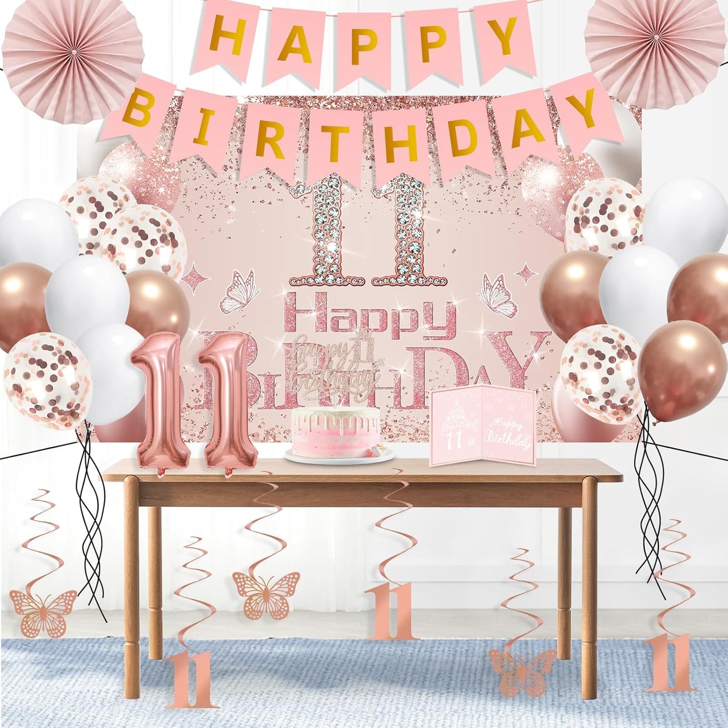 40th Birthday Decorations for Women,32pcs 40th Birthday Party Decorations,Including Backdrop, Crown,Sash,banner, Hanging Swirl,Cake Topper,balloons,Paper Fans,Anniversary Card and paper fans