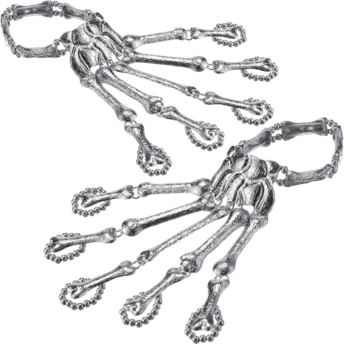 2 Pieces Halloween Metal Skeleton Bracelet Skull Finger Accessories Ghost Claw Ornament Gothic Jewelry Flexible Bracelet for Halloween Party Cosplay Costume Supplies