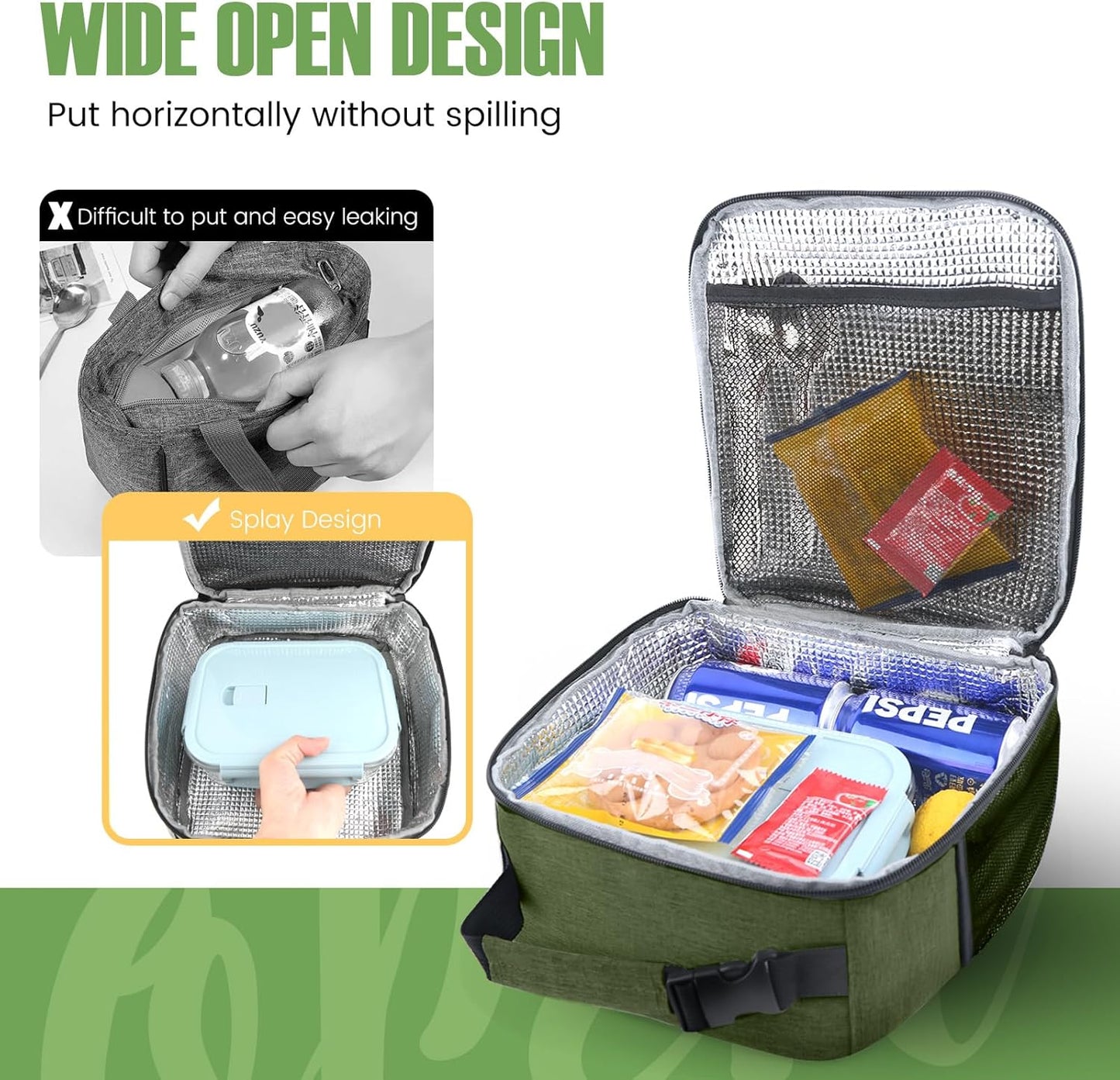 Lunch Bag for Men/Women, Reusable Lunch Box for Adult, Small Insulated Lunch Box, Lunch Tote Bag for Office, Work, Picnic