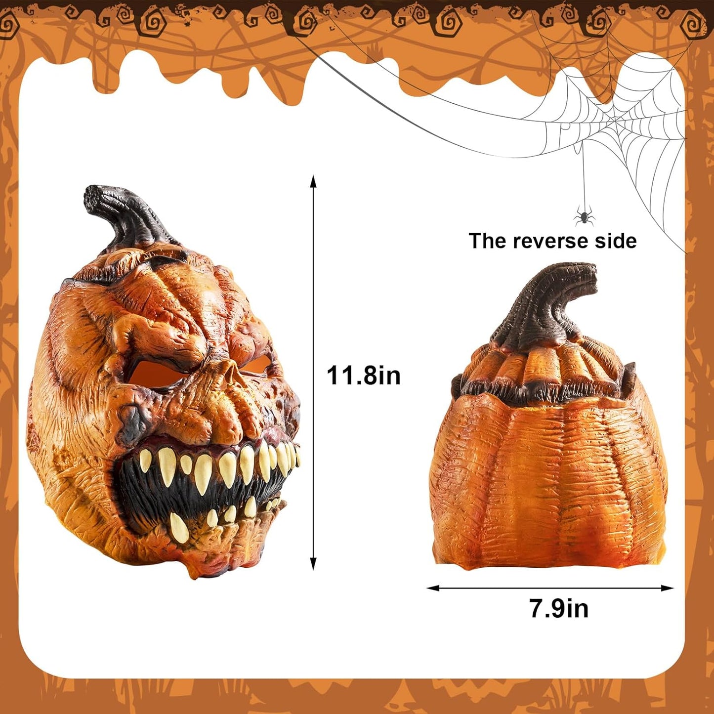 Pumpkin Mask Halloween Gifts Scary Decorations For Adults Creepy Costumes Men Spooky Horror Head Masks With Teeth Outdoor