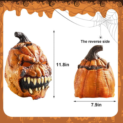 Pumpkin Mask Halloween Gifts Scary Decorations For Adults Creepy Costumes Men Spooky Horror Head Masks With Teeth Outdoor