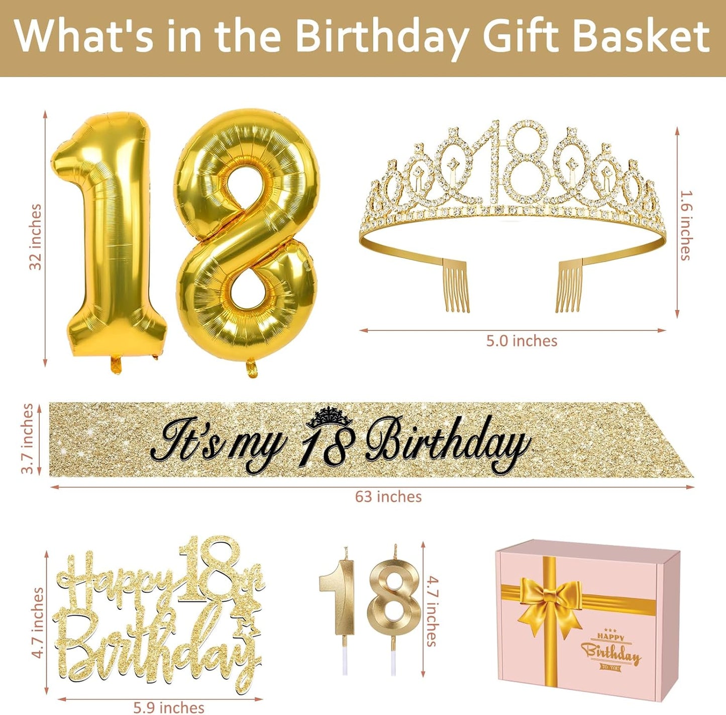 65th Birthday Decorations for Women, Including 65th Birthday Sash and Crown, Cake Topper and Candles, Number Balloons Rose Gold, 65 Year Old Gifts for Women