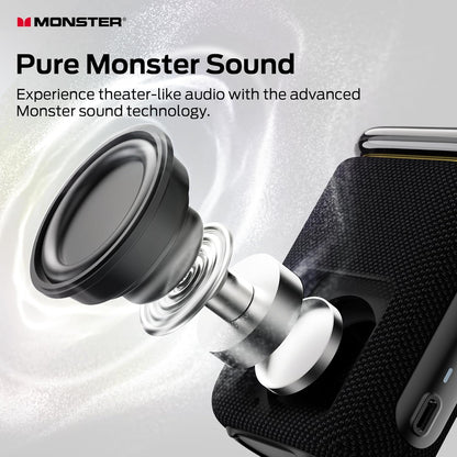 Monster Atomic Pebble Bluetooth Speaker, Portable Wireless Speaker with 15W Loud Sound, Bluetooth 6.0, Support 100+TWS Pairing, 15H Playtime, IP56 Waterproof Outdoor Speaker for Beaches Home Party