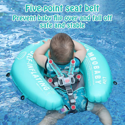 Mambobaby Baby Swim Float with Canopy, Non-Inflatable Solid Baby Float, Upgrade Soft Skin-Friendly Material Infant Swim Float