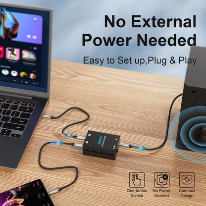 SGEYR Audio Switch 3.5mm Bi-Direction Switch, Stereo Audio Switcher 2 in 1/1 in 2 Out, Audio Switch Selector for Phone Speakers Headhphone