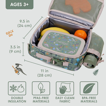 Bentgo® Kids Lunch Bag - Durable, Double Insulated, Water-Resistant Fabric, Interior & Exterior Zippered Pockets, Water Bottle Holder - Ideal for Children 3+ (Shark)