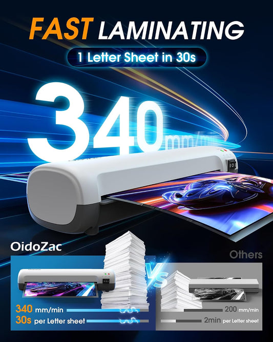 Laminator Machine 9-Inch, 4-in-1 Thermal Laminator with 30 Laminating Pouches (A4/A5/A6), Never Jam ABS Button, Trimmer & Corner Rounder, Hot & Cold Desktop Laminating Machine for Home Office School
