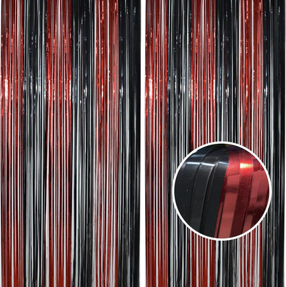 BRAVESHINE Pink Glitter Tinsel Foil Fringe Curtain - 2 Pcs 3.2x8.2 ft Metallic Party Supplies Photo Backdrop for Girl Princess Birthday Unicorn Bachelorette Butterfly Bridal Shower Party Decorations
