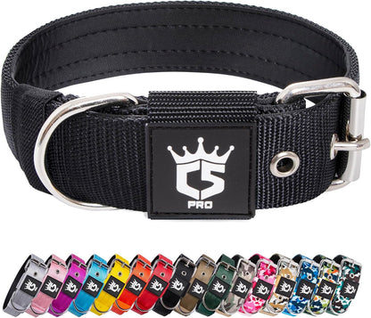 TSPRO Tactical Dog Collar 1.5 inch Wide Dog Collar Military Grade Strong Dog Collar Thick Dog Collar Heavy Duty Metal Buckle Dog Collar(Green-L)