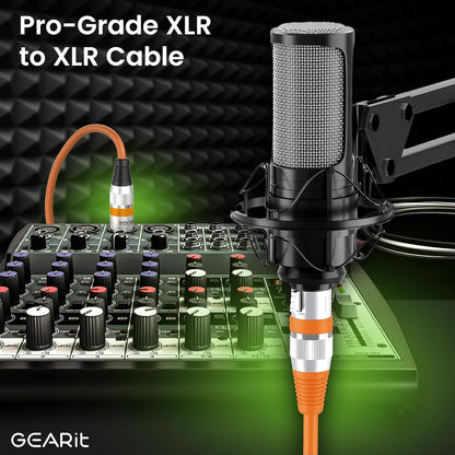 GEARit XLR Male to Female Microphone Cable (10 Feet, 6-Pack) 3-Pin Balanced Shielded Mixer, Recording Studio, Podcast - Black