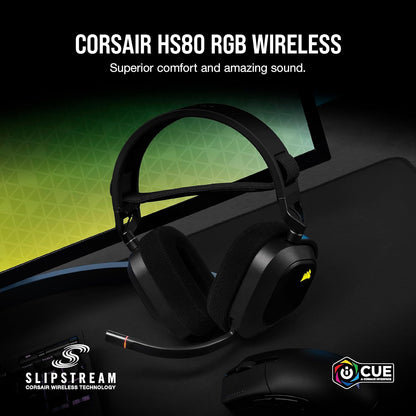 Corsair HS80 RGB USB Premium Gaming Headset with Dolby Audio 7.1 Surround Sound (Broadcast-Grade Omni-Directional Microphone, Memory Foam Earpads, High-Fidelity Sound, Durable Construction) Carbon