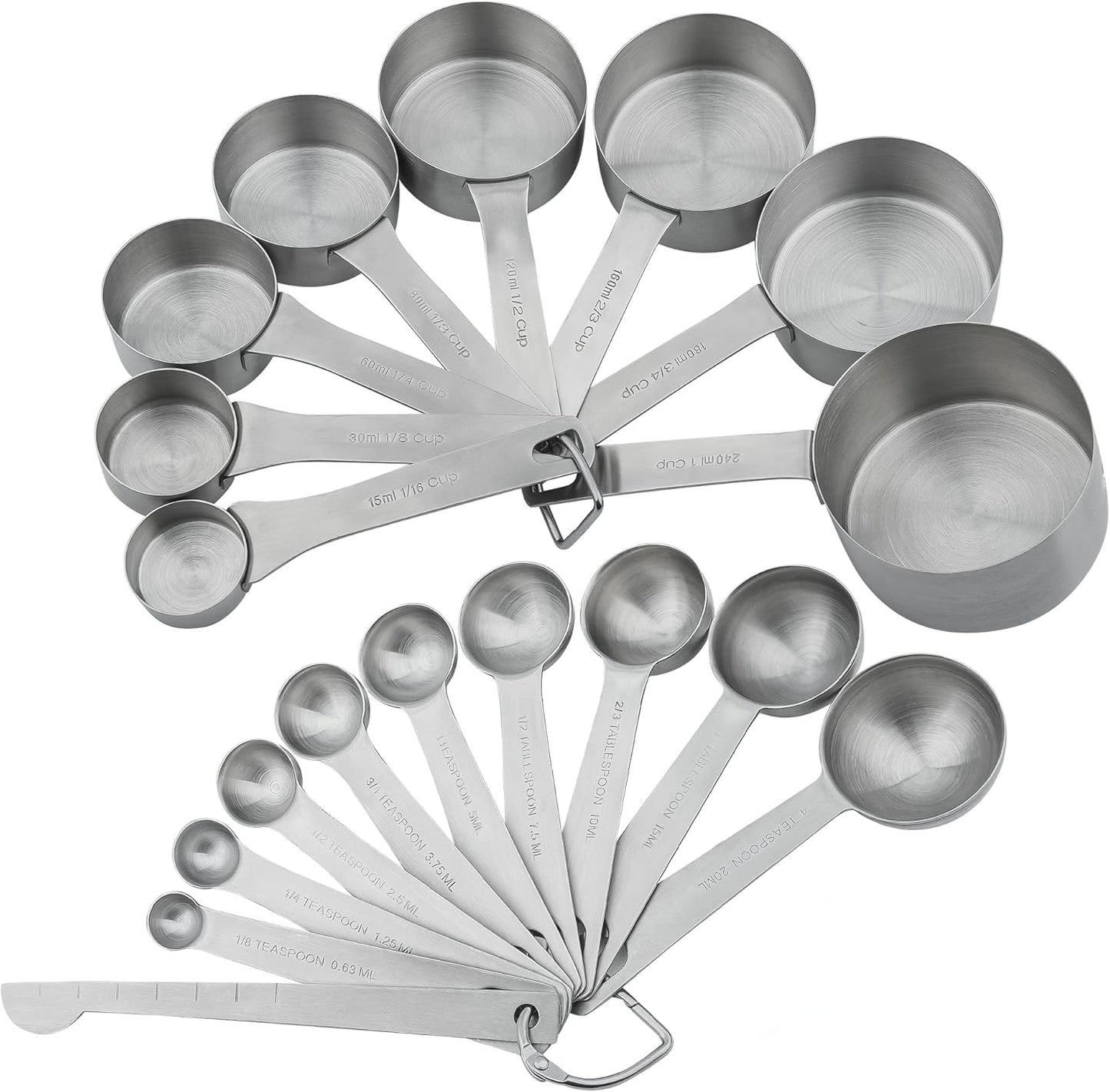 Smithcraft Measuring Cup Set of 8 Stainless Steel Measuring Cups18/8(304) Steel Material Heavy Duty 8 Measuring Cups and 1 Ring Set of 9