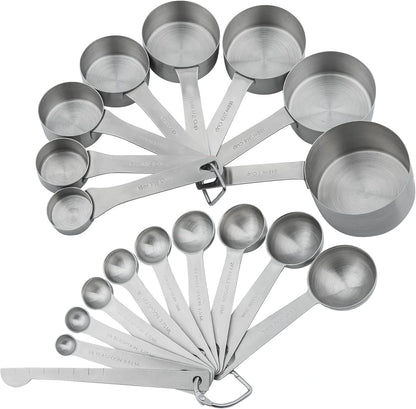 Smithcraft Measuring Cup Set of 8 Stainless Steel Measuring Cups18/8(304) Steel Material Heavy Duty 8 Measuring Cups and 1 Ring Set of 9