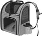 Pecute Cat Backpack with Breathable Mesh, Dog Backpack Carrier with Multi-Pockets for Cats Puppies, Pet Backpack Carrier for Travel Hiking Camping Outdoor （Gray）