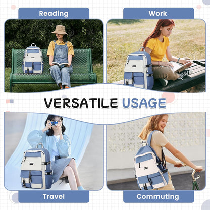 School Backpack for Women Men College High School Bags for Boys Girls Casual Daypack Laptop Backpack Waterproof Black Bookbag Travel Rucksack