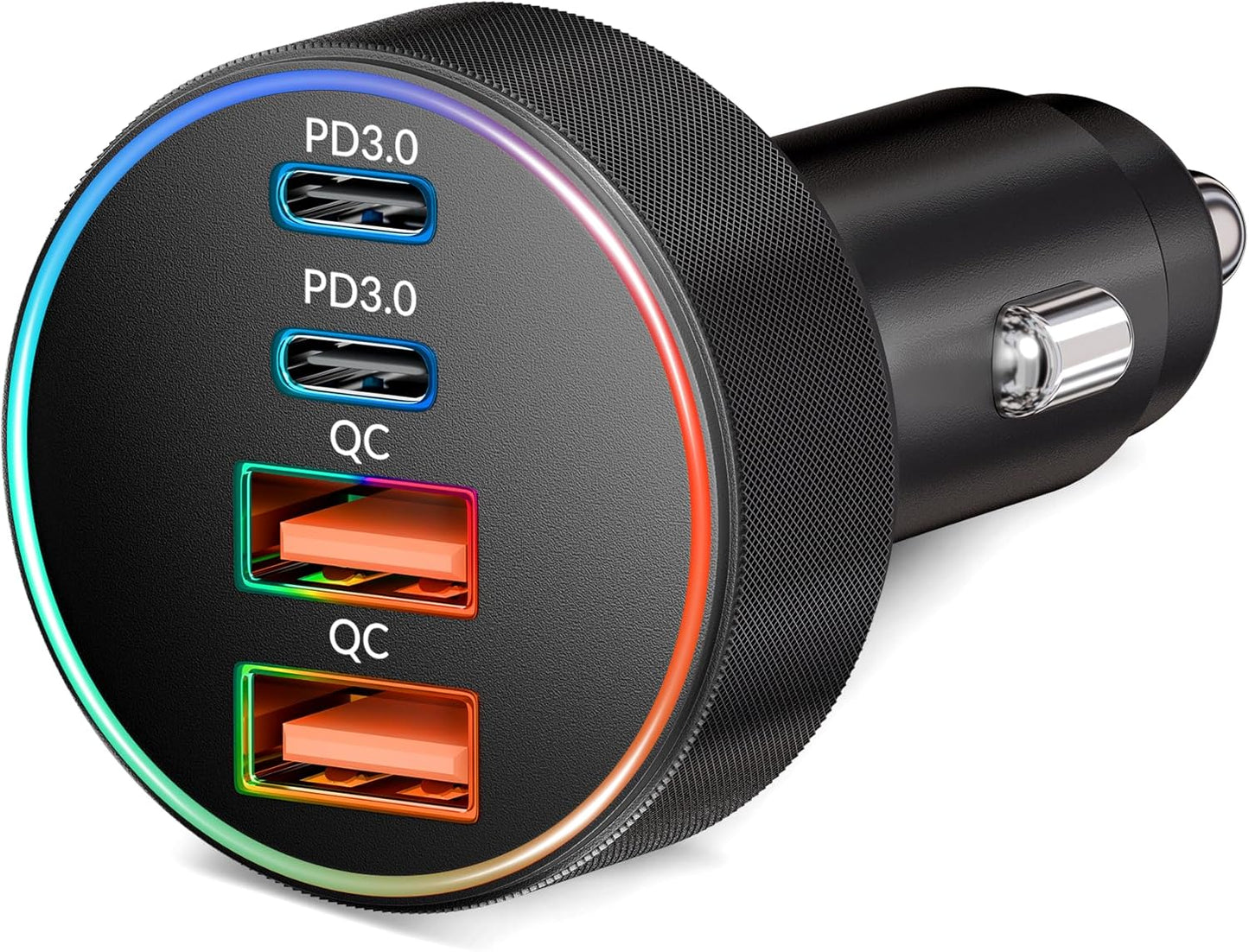 Car Charger USB C, 4-Port 90W Super Fast Charging Car Phone Charger Accessories Dual USB-C & USB-A Cargador Carro Cigarette Lighter Adapter for iPhone 17 16 15 14 13 12, iPad, Galaxy, Tablet, Android