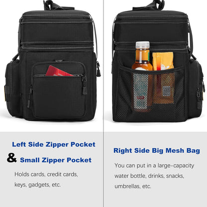 Tactical Lunch Bag for Men, Large Leakproof Insulated Lunch Box, Lunch Cooler Bag with Shoulder Strap, Lunch Pail for Adults Work Outdoor Picnic Trips, Black Camo