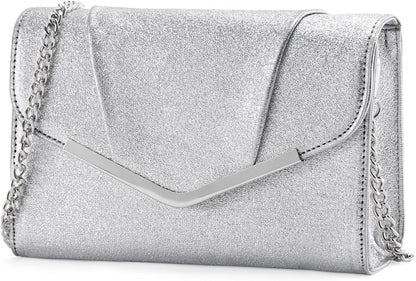 Vaschy Clutch Purse for Women,Fashion Envelope Evening Small Formal Handbag Fold-over Crossbody Shoulder Bag Wedding,Party