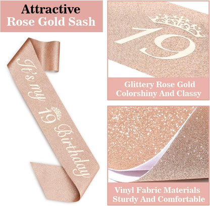65th Birthday Decorations for Women, Including 65th Birthday Sash and Crown, Cake Topper and Candles, Number Balloons Rose Gold, 65 Year Old Gifts for Women