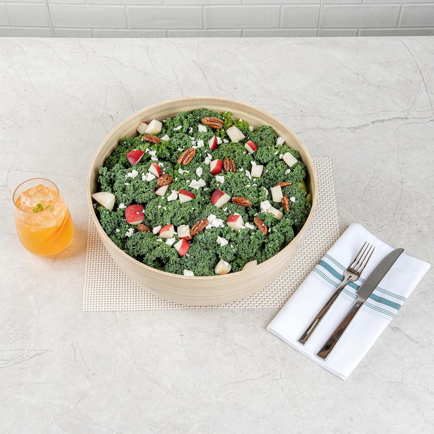 Restaurantware-Bambuddha 15 Ounce Small Salad Bowl, 1 Heavy-Duty Round Salad Bowl - Sustainable, Reusable, Black Bamboo Serving Dish, for Serving Salads, Fruits, and Appetizers