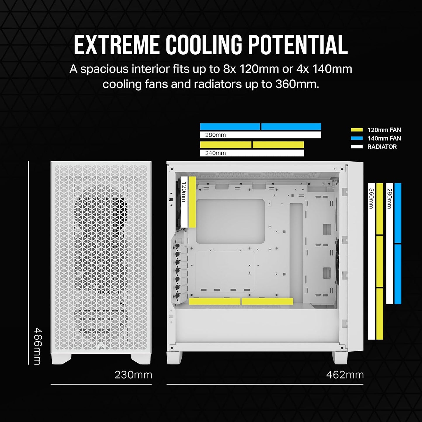 CORSAIR 3000D Airflow Mid-Tower PC Case – 2X SP120 Elite Fans – Four-Slot GPU Support – Fits up to 8X 120mm Fans – High-Airflow Design – Black