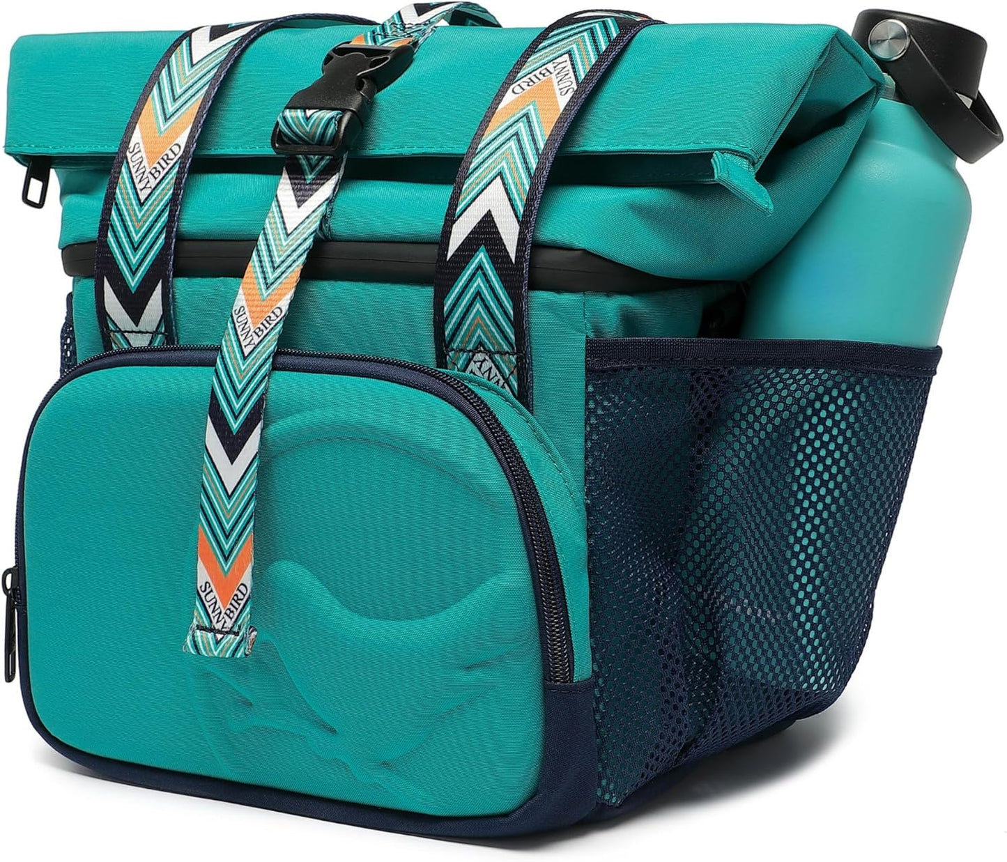 SUNNY BIRD Dual Compartment Lunch Bag Insulated Lunch Box for Women and Men (Green with Boho Strap)