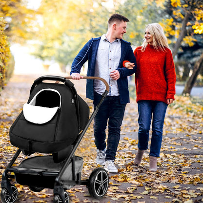 SWESEN Winter Car Seat Covers for Babies, Cozy & Warm Cover, Infant Car Seat Canopy Water Resistant, Universal Cold Weather Shield, Black