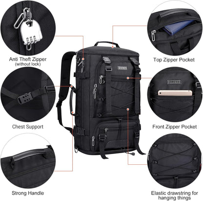 WITZMAN Travel Backpack for Men Large Carry on Backpack Convertible 3 in 1 Bags with Shoe Compartment Fit 17 Inch Laptop(B689 Silvery Grey)