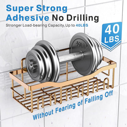 EUDELE 5-Pack Rustproof Stainless Steel Shower Caddy – No Drill Adhesive Bathroom Organizer with Large Capacity, Spacious Shower Shelves for Inside Shower, Kitchen & Home Decor Storage