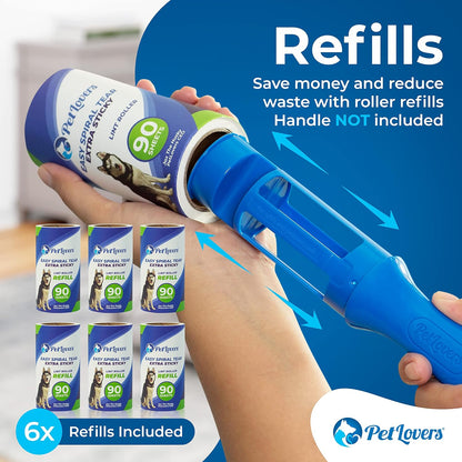 PetLovers Extra Sticky Lint Roller Mega Value Set for Pet Hair Removal, Dog and Cat Lint Remover (1 Pack Reusable)