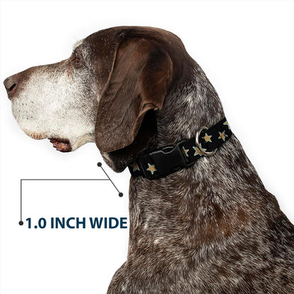 Buckle-Down PC-W21909-M Dog Collar Plastic Clip Buckle, 1"x11"-17", Star Black/White