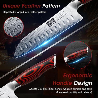HOSHANHO Fillet Knife 7 Inch, Damascus Steel Boning Knife, Professional Fish Fillet Knife for Meat Chicken Cutting, Meat Knife with G10 Ergonomic Handle